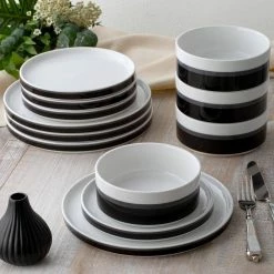 ColorStax Stripe 20 fl.oz Black Porcelain 6" Stax Cereal Bowls Set of 4 by Noritake -Cheap Noritake Store black noritake bowls g025 200d 1f 1000