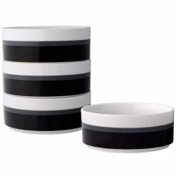 ColorStax Stripe 20 fl.oz Black Porcelain 6" Stax Cereal Bowls Set of 4 by Noritake