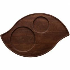 Kona Wood 16.75 in x 10.75 in Dark Wood Serving Tray, Wave Shape by Noritake