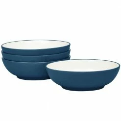 Colorwave 7 in. 22 fl.oz Blue Stoneware Cereal Bowl/Soup Bowl (Set of 4) by Noritake