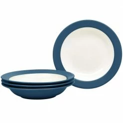 Colorwave 8-1/2 in. 20 fl.oz Blue Stoneware Pasta Bowl/Rim Soup Bowl (Set of 4) by Noritake