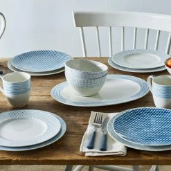 Blue/White Hammock Porcelain Stripes Rim Dinner Plate 11 in. (Set of 4) by Noritake -Cheap Noritake Store blue noritake dinner plates 9349 606ad 44 1000