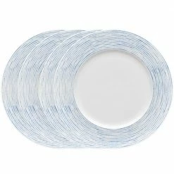 Blue/White Hammock Porcelain Stripes Rim Dinner Plate 11 in. (Set of 4) by Noritake