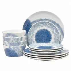 Aozora Blue/White Porcelain 12-Piece Dinnerware Set (Service for 4) by Noritake