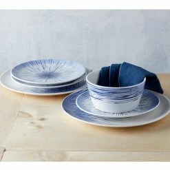 Hanabi Blue/White Porcelain 12-PieceDinnerware Set (Service for 4) by Noritake -Cheap Noritake Store blue noritake dinnerware sets g013 hp12a 1f 1000