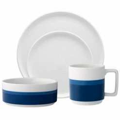 ColorStax Stripe Blue Porcelain Stax 4-Piece Place Setting Service for 1 by Noritake
