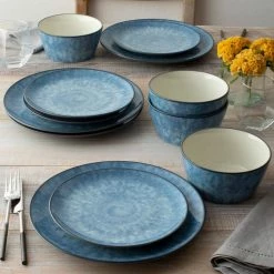 ColorKraft Essence Azurite (Blue) Stoneware Set of 4 Coupe Dinner Plates, 10.5" by Noritake -Cheap Noritake Store blue white noritake dinner plates 5113 406d 1f 1000