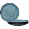 ColorKraft Essence Azurite (Blue) Stoneware Set of 4 Coupe Dinner Plates, 10.5" by Noritake