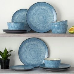 ColorKraft Essence Azurite (Blue) Stoneware Set of 4 Coupe Dinner Plates, 10.5" by Noritake -Cheap Noritake Store blue white noritake dinner plates 5113 406d fa 1000