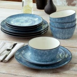 8.25 in., Color Kraft Essence Coupe Salad Plates Azurite Stoneware (Set of 4) by Noritake -Cheap Noritake Store blue white noritake salad plates dessert plates 5113 405d 4f 1000