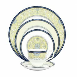 Menorca Palace 5-Piece Formal blue/yellow Bone China Dinnerware Set (Service for 1) by Noritake