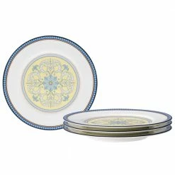 Menorca Palace Blue/Yellow White Bone China Bread and Butter/Appetizer Plate 6-1/2 in. (Set of 4) by Noritake