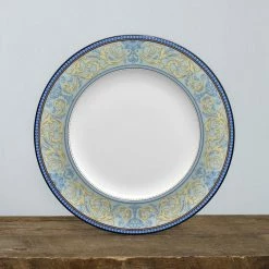 Menorca Palace Blue/Yellow White Bone China Accent Plate 9 in. (Set of 4) by Noritake -Cheap Noritake Store blue yellow noritake salad plates dessert plates 4964 451d 31 1000