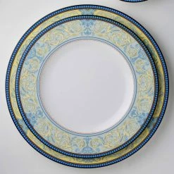 Menorca Palace Blue/Yellow White Bone China Accent Plate 9 in. (Set of 4) by Noritake -Cheap Noritake Store blue yellow noritake salad plates dessert plates 4964 451d 4f 1000