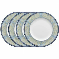 Menorca Palace Blue/Yellow White Bone China Accent Plate 9 in. (Set of 4) by Noritake