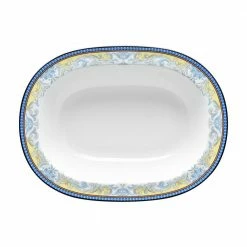 Menorca Palace Blue/Yellow White Bone China Oval Vegetable Bowl 24 oz. by Noritake -Cheap Noritake Store blue yellow noritake serving bowls 4964 415 fa 1000