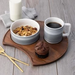 Kona Wood 13 in x 11.75 in Dark Wood Serving Tray, Crescent Shape by Noritake -Cheap Noritake Store dark wood noritake serving trays w001 692 1f 1000