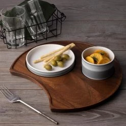 Kona Wood 13 in x 11.75 in Dark Wood Serving Tray, Crescent Shape by Noritake -Cheap Noritake Store dark wood noritake serving trays w001 692 4f 1000