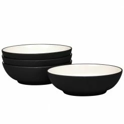 Colorwave 7 in. 22 (fl.oz.) Graphite Black Stoneware Cereal Bowl/Soup Bowl (Set of 4) by Noritake