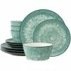 ColorKraft Essence Jade (Green) Stoneware 12-Piece Dinnerware Set (Service for 4) by Noritake