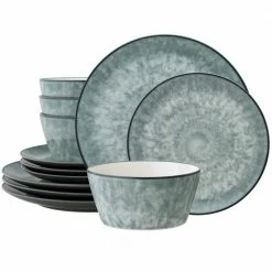 ColorKraft Essence Onyx (Gray) Stoneware 12-Piece Dinnerware Set (Service for 4) by Noritake
