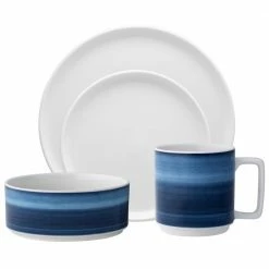 ColorStax Ombre Indigo Blue Porcelain Stax 4-Piece Place Setting Service for 1 by Noritake