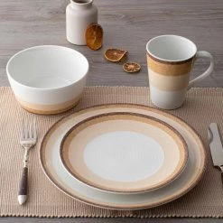 Colorscapes Layers Desert Porcelain 4-Piece Coupe Place Setting (Service for 1) by Noritake -Cheap Noritake Store light orange white noritake dinnerware sets g019 04g 44 1000