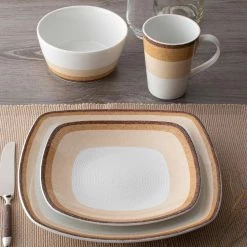 Colorscapes Layers Desert Porcelain 4-Piece Square Place Setting (Service for 1) by Noritake 9 Colorscapes Layers Desert Porcelain 4-Piece Square Place Setting (Service for 1) by Noritake -Cheap Noritake Store light orange white noritake dinnerware sets g019 04p 44 1000
