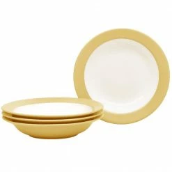 Colorwave 8-1/2 in. 20 (fl.oz.) Mustard Yellow Stoneware Pasta Bowl/Rim Soup Bowl (Set of 4) by Noritake