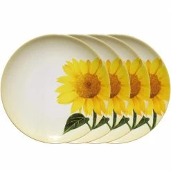 Colorwave Mustard Yellow Stoneware Sunflower Accent Plate 8-1/4 in. (Set of 4) by Noritake