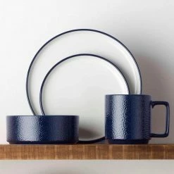 Colortex Stone 20 fl.oz Navy Blue Porcelain Cereal Bowl 6 in. (Set of 4) by Noritake -Cheap Noritake Store navy noritake bowls g015 200d 4f 1000