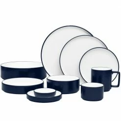 Colortex Stone Navy Porcelain 4-Piece Place Setting (Service for 1) by Noritake -Cheap Noritake Store navy noritake dinnerware sets g015 04b 4f 1000