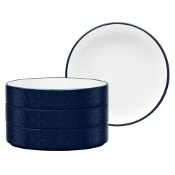 Colortex Stone Navy Porcelain Deep Plate 7-1/2 in. (Set of 4) by Noritake