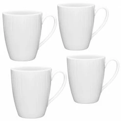 Conifere White Porcelain Mugs (Set of 4) 12 oz. by Noritake
