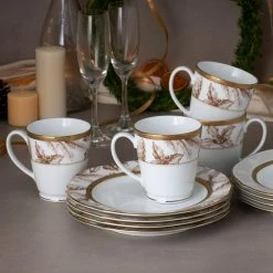 Charlotta 12 oz. Gold Holiday Tree Mugs (Set of 4) by Noritake -Cheap Noritake Store noritake coffee cups mugs 1716 502f 76 1000