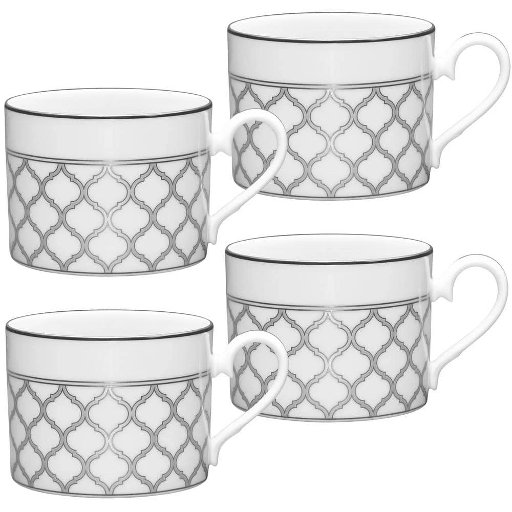 Eternal Palace White and Platinum, White Porcelain Set of 4 Cups, 8-1/2 oz. by Noritake 1 Eternal Palace White and Platinum, White Porcelain Set of 4 Cups, 8-1/2 oz. by Noritake