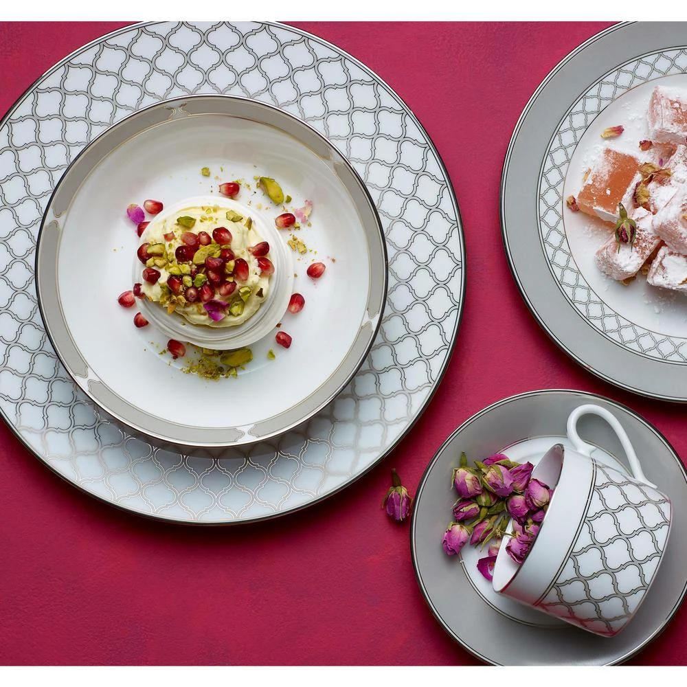 Eternal Palace White and Platinum, White Porcelain Set of 4 Cups, 8-1/2 oz. by Noritake 2 Eternal Palace White and Platinum, White Porcelain Set of 4 Cups, 8-1/2 oz. by Noritake - Image 2