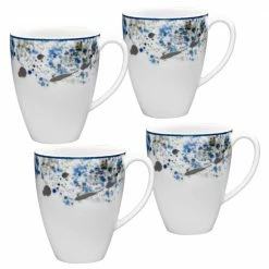 Blue Nebula White Porcelain Mugs (Set of 4) 16 oz. by Noritake