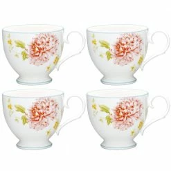 Peony Pageant White Bone China Tea Cup 7 oz. (Set of 4) by Noritake