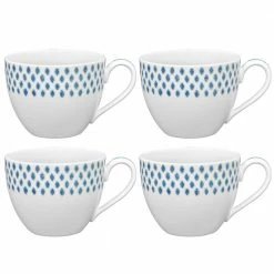 Blue/White Hammock Porcelain Cup 10 oz. (Set of 4) by Noritake