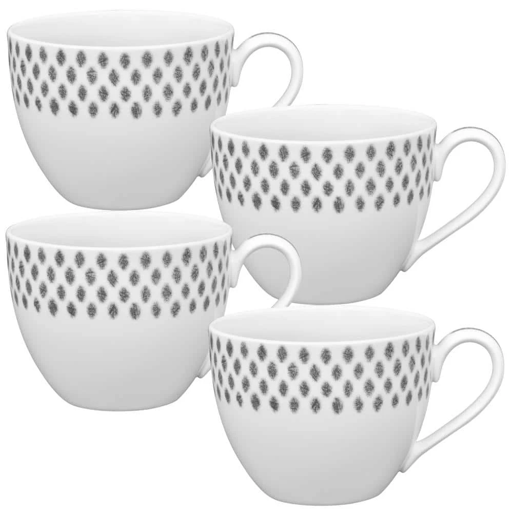 Grey/White Hammock Porcelain Cup 10 oz. (Set of 4) by Noritake 1 Grey/White Hammock Porcelain Cup 10 oz. (Set of 4) by Noritake