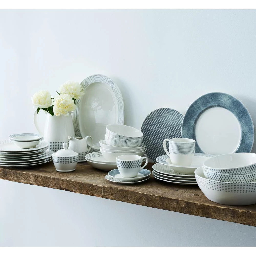 Grey/White Hammock Porcelain Cup 10 oz. (Set of 4) by Noritake 2 Grey/White Hammock Porcelain Cup 10 oz. (Set of 4) by Noritake - Image 2