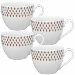 Khaki/White Hammock Porcelain Cup 10 oz. (Set of 4) by Noritake