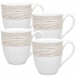Khaki/White Hammock Porcelain Mug 15 oz. (Set of 4) by Noritake
