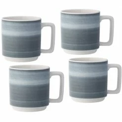 ColorStax Ombre 16 fl. Oz. Charcoal Gray Porcelain Stax Mugs Set of 4 by Noritake
