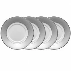 Eternal Palace (White/Platinum) White Porcelain 6 in. Saucers (Set of 4, Service for 4) by Noritake
