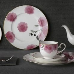 Yae 6 in. White and Pink Bone China Saucers (Set of 4) by Noritake -Cheap Noritake Store noritake condiment servers 4968 403d 4f 1000