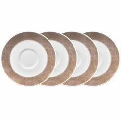 6.25 in. Khaki and White Hammock Porcelain Saucers (Set of 4) by Noritake