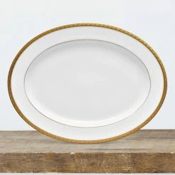 Charlotta Gold/White Porcelain Oval Platter 16 in. by Noritake -Cheap Noritake Store noritake platters 1716 414 31 1000
