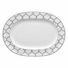 14 in. Eternal Palace White and Platinum White Porcelain Oval Platter by Noritake